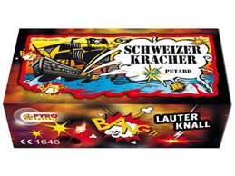 Schweizer Kracher:   100 Stück / Schachtel    Schwarzpulver    Reibknaller mit Reibfläche b
